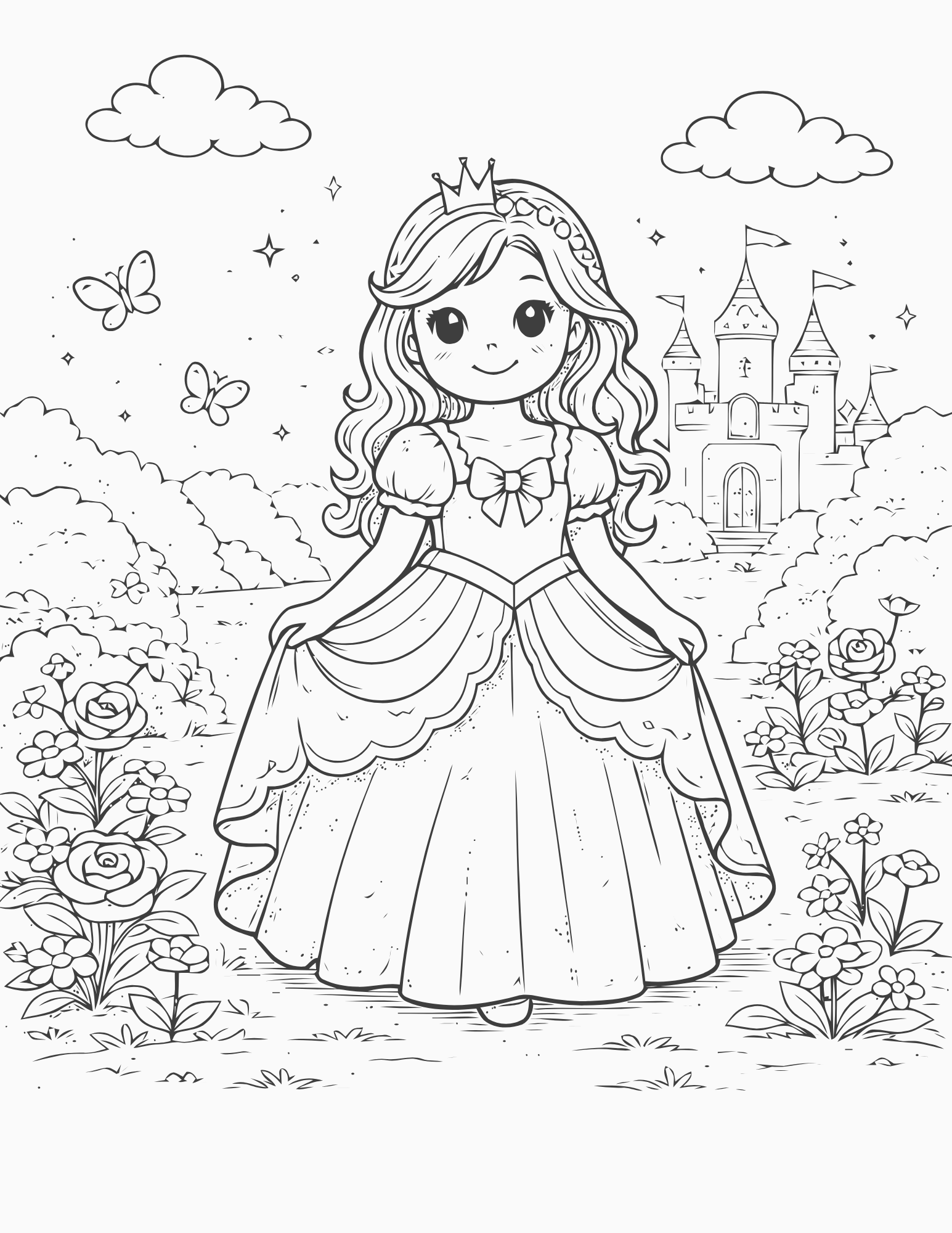 Princess & Fantasy World Coloring Book – 35 Pages (Print-Ready PDF)
